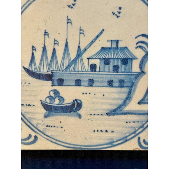 VTG Dutch Delft Blue and White Tile Holland Framed Wall Hanging - Picture 2 of 5
